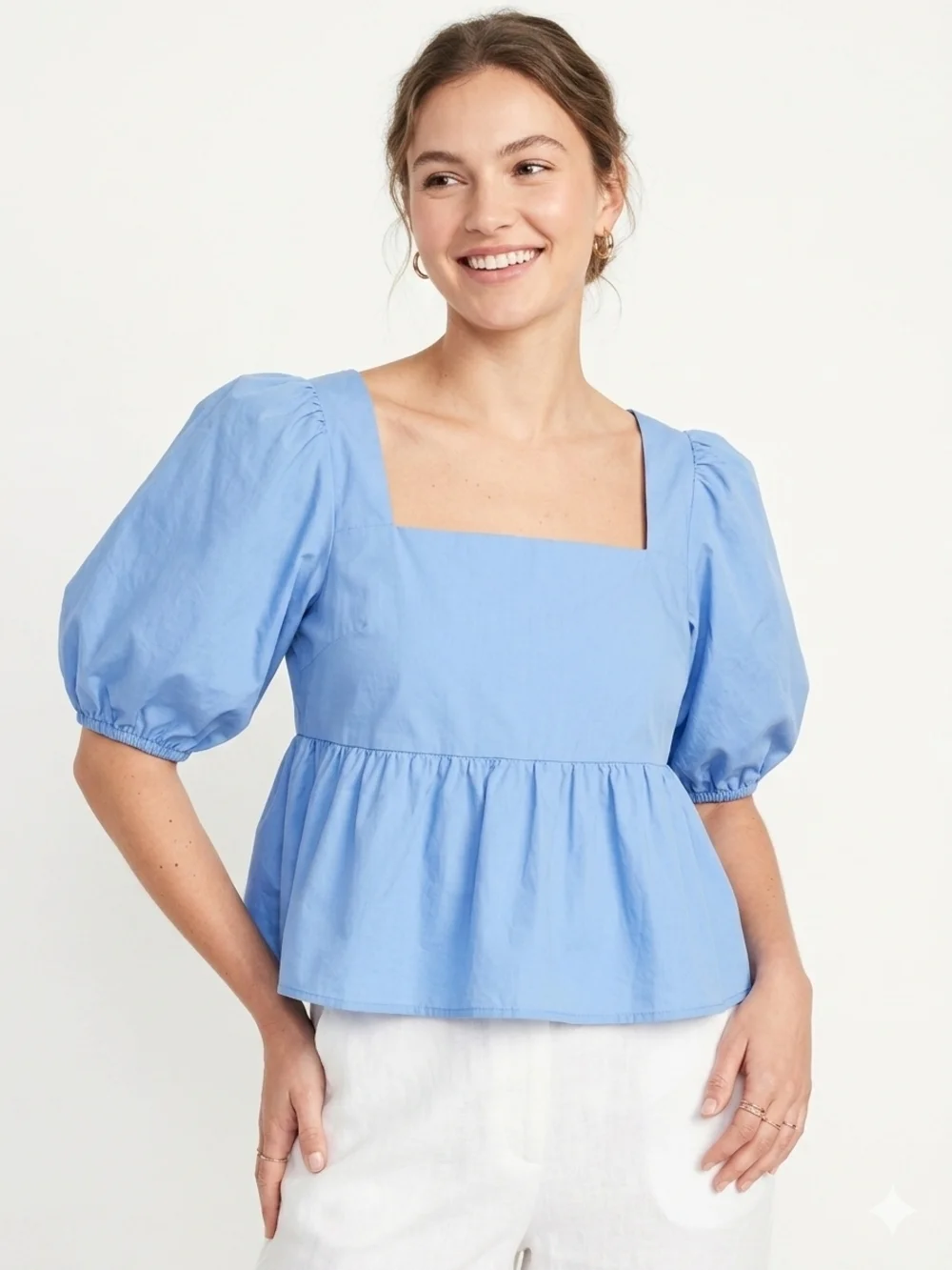 Abercrombie & Fitch Puff Sleeve Top Women's S Blue